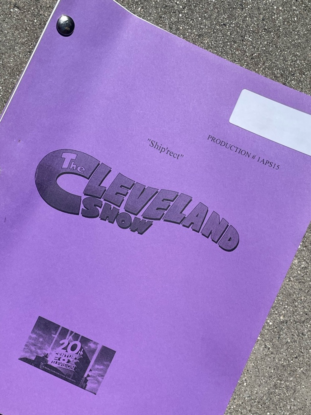 The Cleveland Show Ship’rect 2009 Original Production Used Table Draft Script